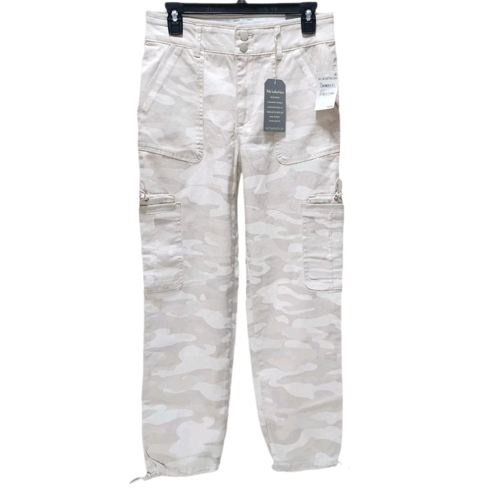 Wit & Wisdom Ankle Cargo Twill Pants Camo Print Skyrise Ab Solution Birch 4
